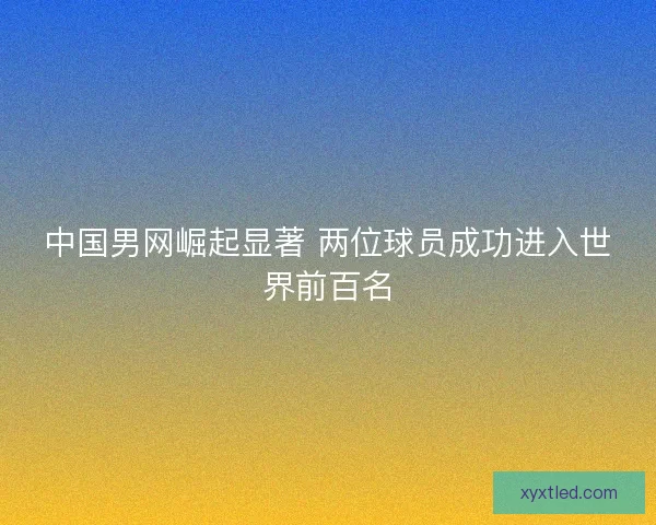 中国男网崛起显著 两位球员成功进入世界前百名
